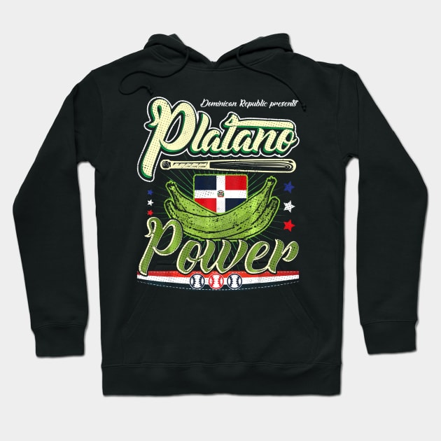 Dominican Republic Baseball Platano Power Flag Hoodie by Vigo